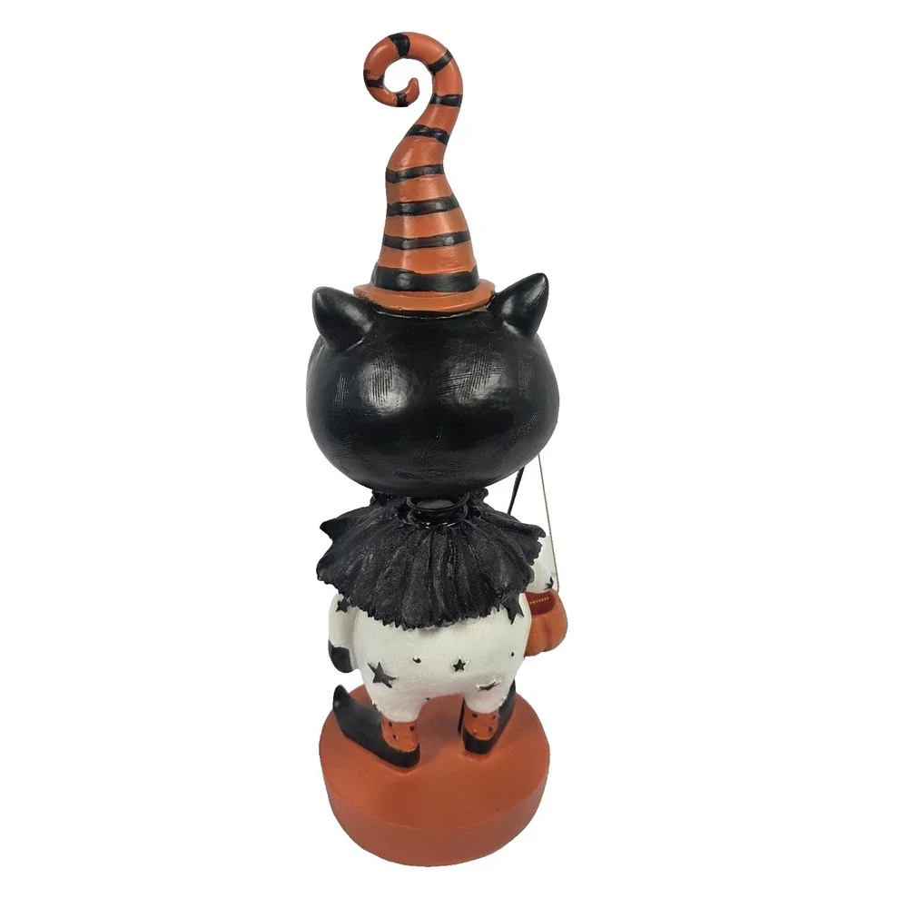 Nostalgic Halloween Black Cat Witch Figurine 12 Inch Retro Pumpkin Decor New